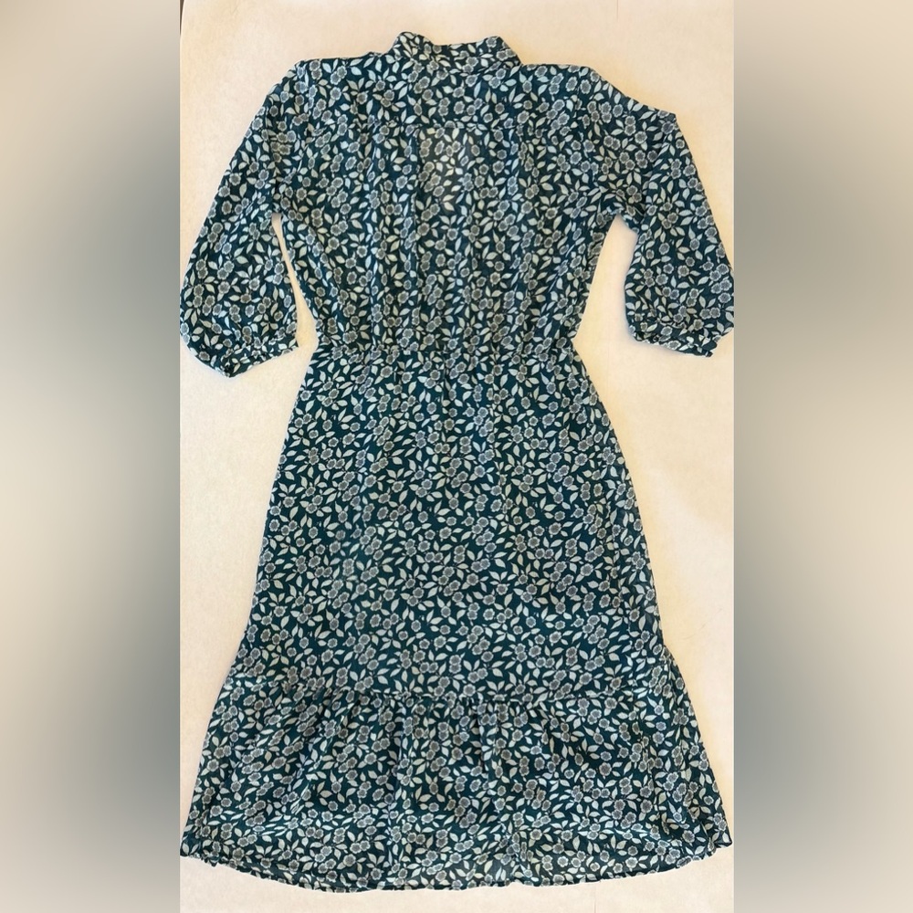 ba&sh Teal and Light Blue Floral Midi Dress - Picture 2 of 8